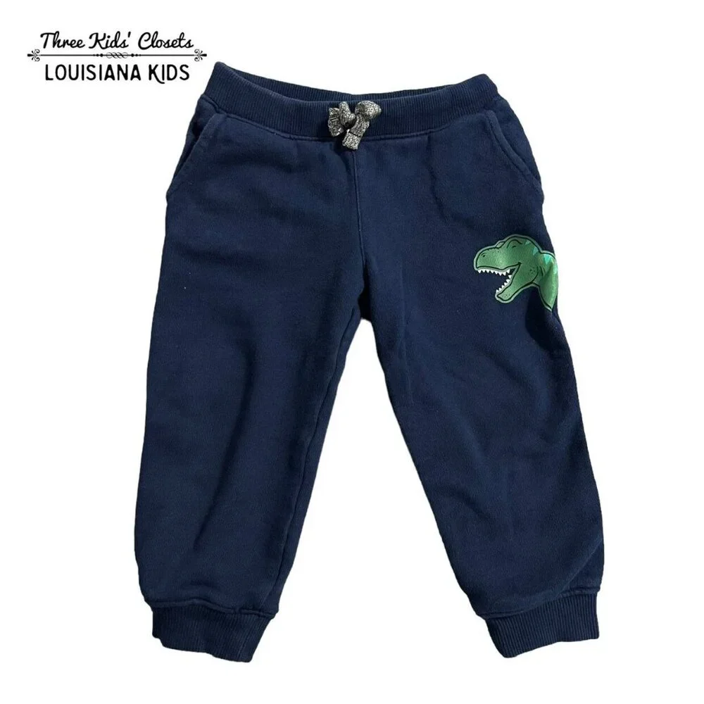 Carter's 24m Navy Blue T-Rex Dinosaur Jogger Pants Sweatpants